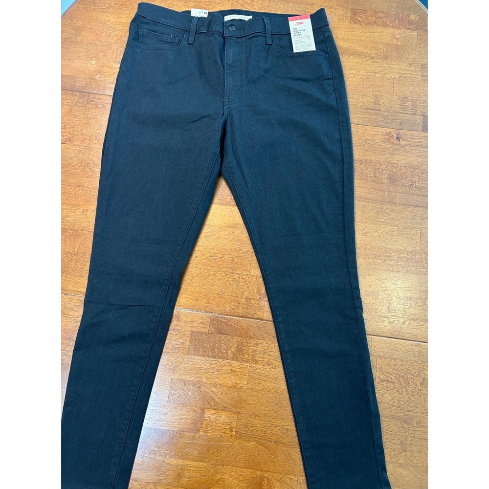 New Levis 720 High Rise Super Skinny Jeans Womens 34 Black Stellar Stretch